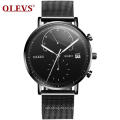 Cheap Prices Low MOQ OLEVS Brand Men   Casual Fashion Steel Mesh  Chronograph Watches Classic Calendar Date Window Clock